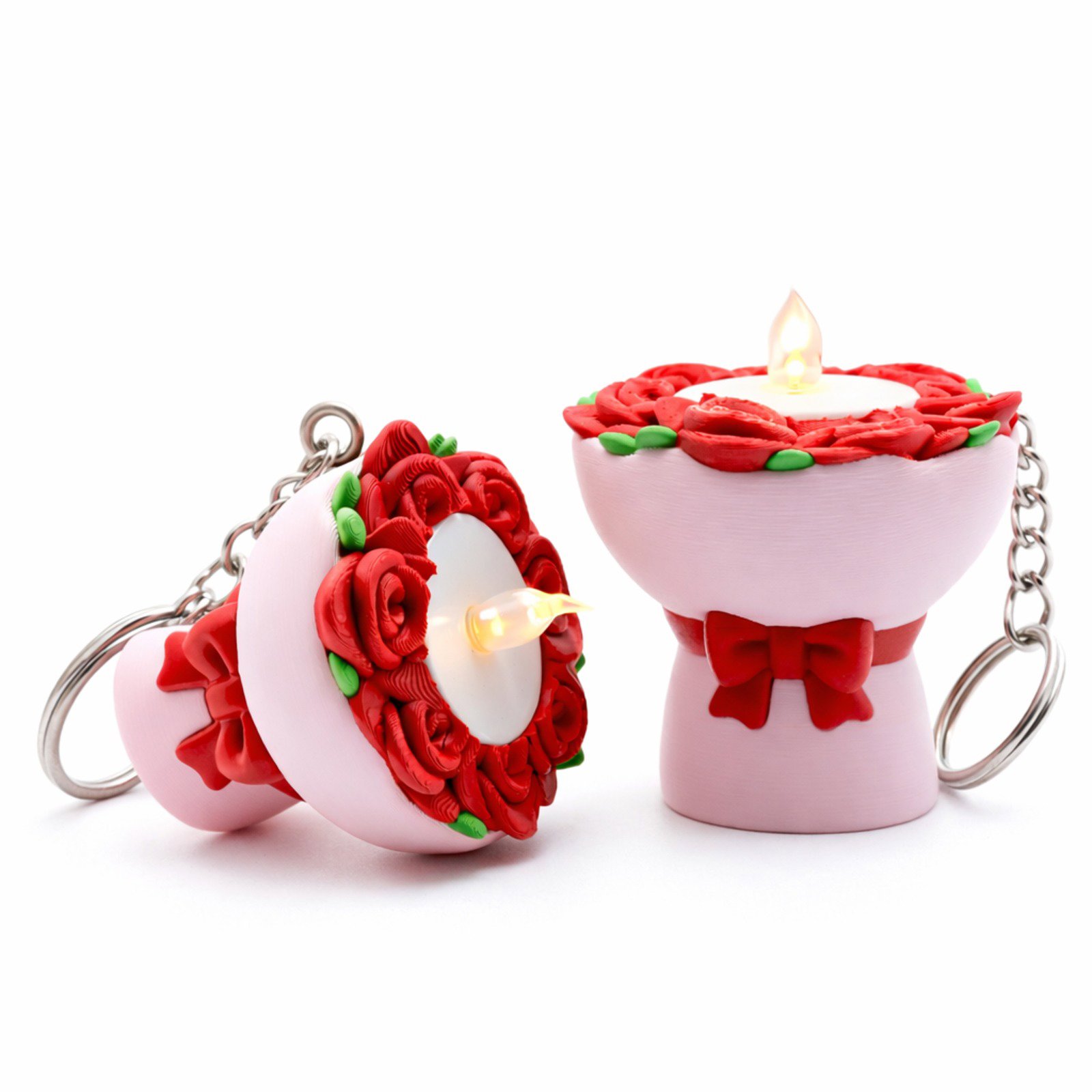 Romantik Işıklı Anahtarlık - Gül Buketi