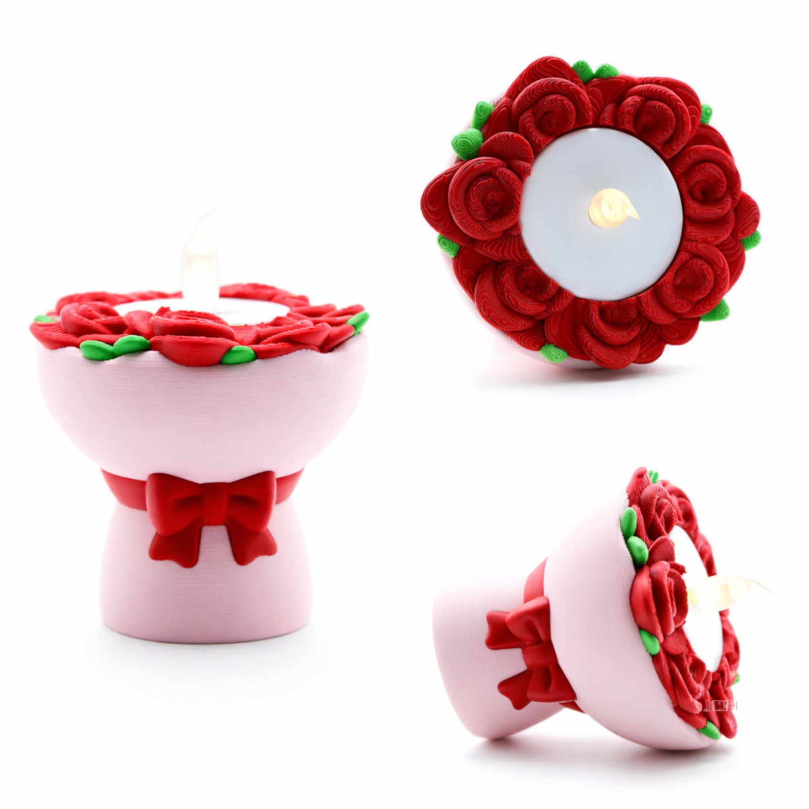 Romantik Işıklı Anahtarlık - Gül Buketi