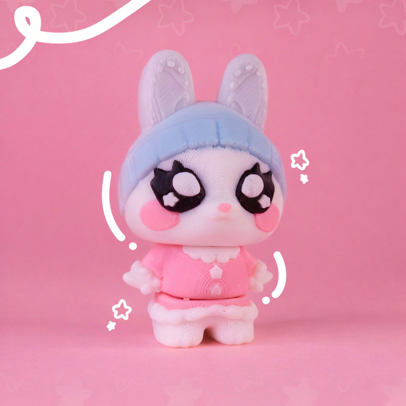 Sevimli Tavşan Anahtarlık - Eklemli Pastel Renk